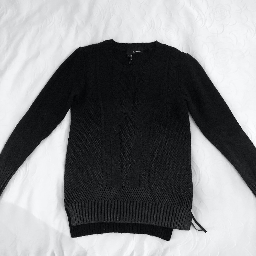 The Kooples Black Cotton / Wool Sweater with zip